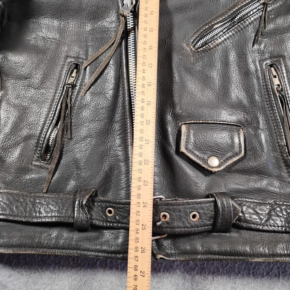 Vintage Wilsons Leather Motorcycle Jacket Mens Black Thinsulate Belted Biker L